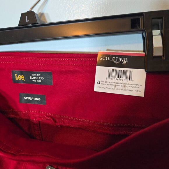 Lee Red Women's Sculpting Slim Fit Slim Leg Pull On Jean Size 14 NWT - Picture 8 of 9